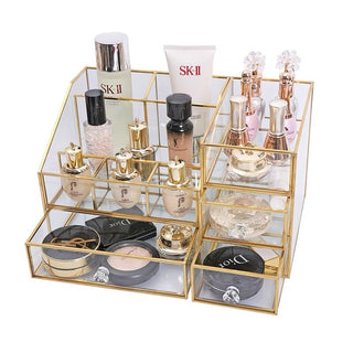 Gold Clear Cosmetic Storage Drawer Set of 2