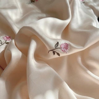 Cooling Flower Embroidery Lace Frill Duvet Cover Set   Bed Cover  Cooling Touch