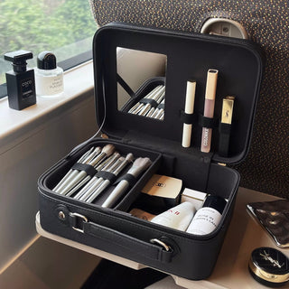 Mirror-equipped makeup box large capacity cosmetic storage pouchin  travel pouch