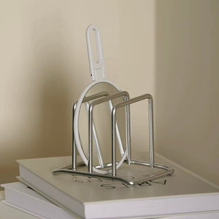 Stainless steel silver multi-purpose book stand storage cutting board stand