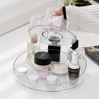 360 Degree Rotating Clear Round Cosmetic Storage Tray