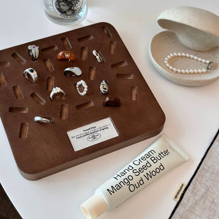 Wood Square Ring Accessory Tray   Small Item Holder Ring Plate