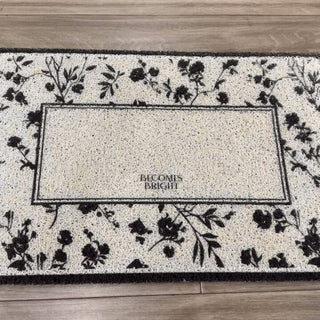 Black floral pattern entrance mat 50x80 mud-removing mat