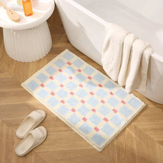 Colorful Grid Absorbent Bath Mat  50 x 80 cm Door Mat Entrance Mat Non-Slip