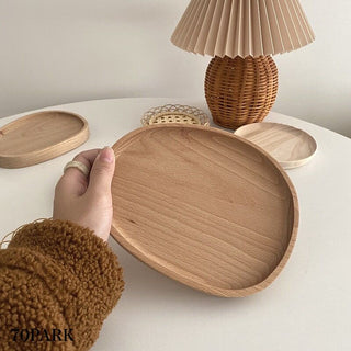 Oval-shaped wooden tray set of 2 bean plate