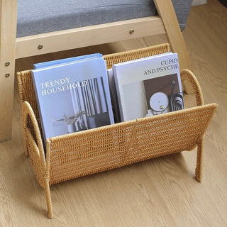 Rattan-style magazine rack storage book stand basket