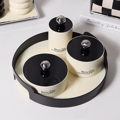 Two-tone lettering lidded storage box piece set
