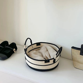 Monochrome Basket with Handles 2 Sizes  Storage Basket Laundry Basket