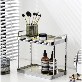 Silver Frame Display Two-Tier Storage Rack
