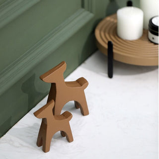 Deer motif wooden object set of 2  dog