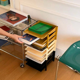 Three-tier stacking A4 file tray document storage