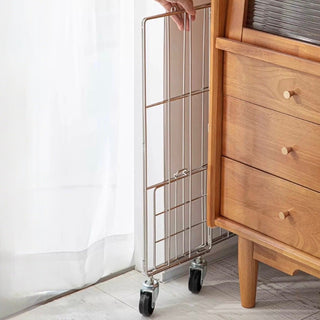 Wheeled Foldable Slim Laundry Basket Cart Wagon Laundry Hamper Storage