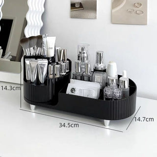 360 Degree Rotating Brush Stand with Cosmetic Storage Tray