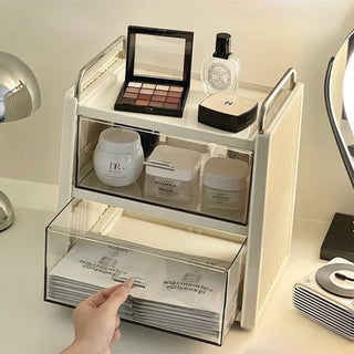 Large Capacity Clear Cream Cosmetic Box  Makeup Box Drawer