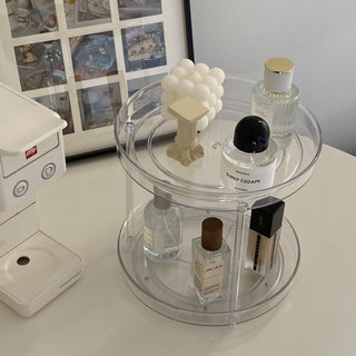 Clear Acrylic Rotating Three-Tier Rack Cosmetic Storage Tray