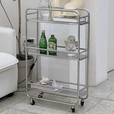 19cm wide Stainless steel slim storage rack wagon with casters