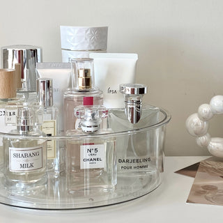 Clear Deep Round 360 Degree Rotating Cosmetic Storage Tray