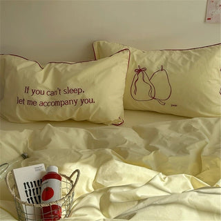 Piping Embroidery Washed Cotton Duvet Cover Set  Bed Cover