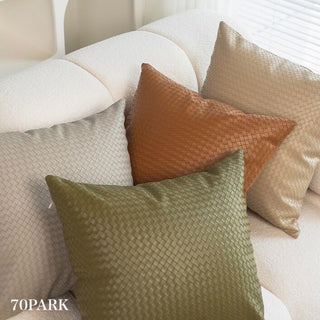 Braided-look faux leather cushion cover