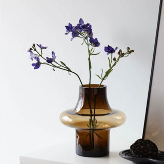 Brown color Clear glass flower vasein 2 sizes.
