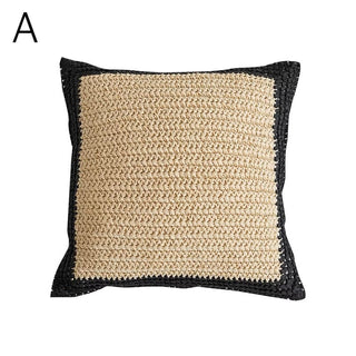 Straw material Monotone cushion cover 2 types  45 x 45 cm