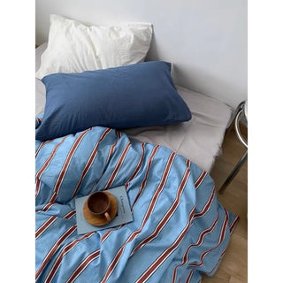 Blue and Red Stripe Duvet Cover Set