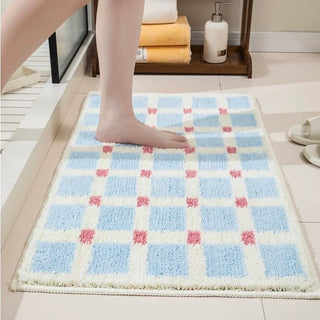 Colorful Grid Absorbent Bath Mat  50 x 80 cm Door Mat Entrance Mat Non-Slip