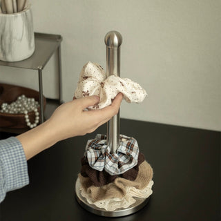 Stainless steel hair accessory storage stand scrunchie holder kitchen paper holder silver