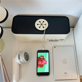 Lettering Covered Power Strip Storage Cable Box