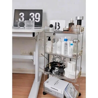 Clear Stripe Pattern Storage Rack Wagon with Casters