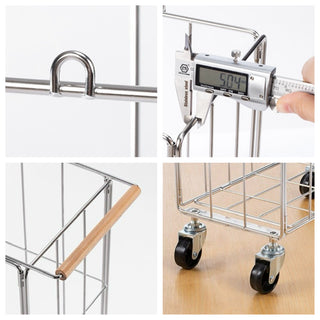 Wheeled Foldable Slim Laundry Basket Cart Wagon Laundry Hamper Storage