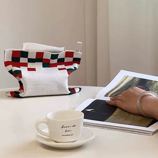 Mosaic Pattern Knit Tissue Case   Hanging Type