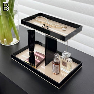 Monochrome Clear Acrylic Two-Tier Storage Display Rack   Perfect for Cosmetics and Perfumes