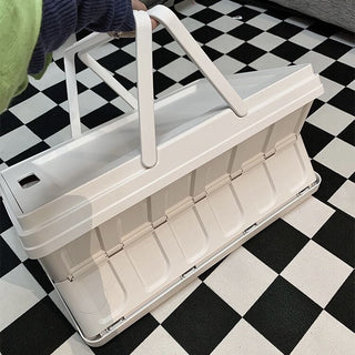 Foldable storage container with handle white
