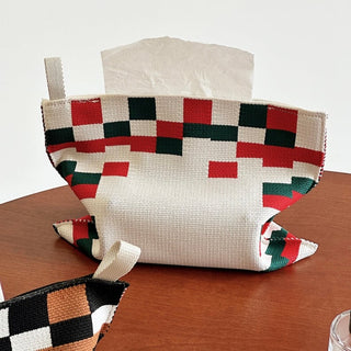 Mosaic Pattern Knit Tissue Case   Hanging Type