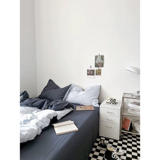Blue Two-Tone Solid Color Duvet Cover Set