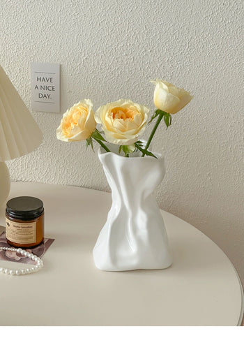 Pleated Ceramic Flower Vase