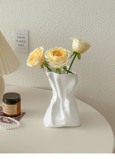 Pleated Ceramic Flower Vase