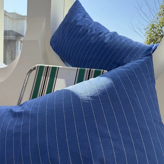 Blue and White Pinstripe Cotton Duvet Cover Set   Bed Cover  All Seasons