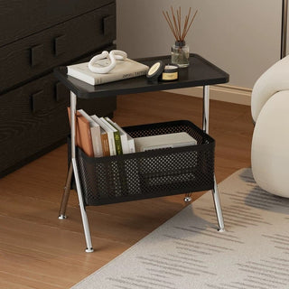 Stainless steel frame basket storage side table