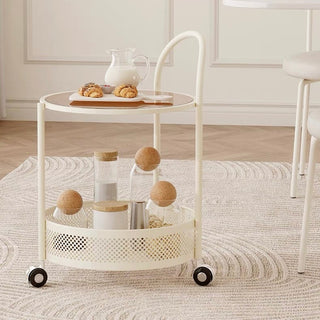 Round Basket Side Table with Casters