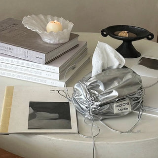 Silver Metallic Gathered Tissue Case