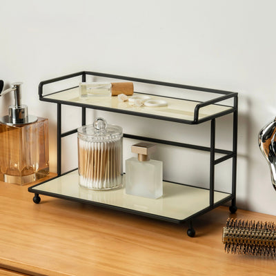 Black Iron Frame Acrylic Two-Tier Storage Rack   in  and 2 Sizes