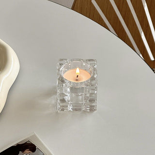 piece set Cube Clear Glass Candle Holder