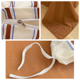 Brown Stripe Duvet Cover Set  Bed Cover
