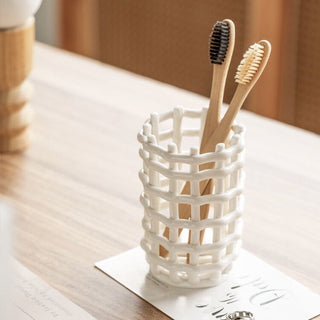 amiami Ceramic Brush Stand Pen Holder White