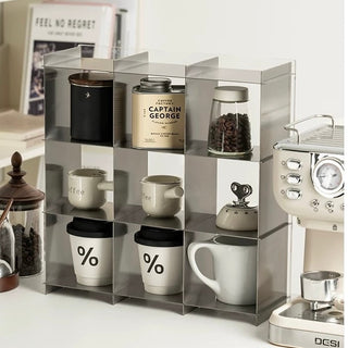 Stainless steel silver 9 compartment storage rack mug storage shelf display rack