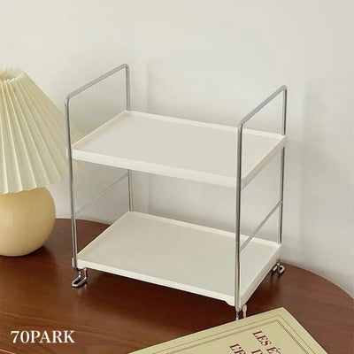 Desktop Two-Tier Storage Rack 2 Types  White
