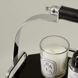 Stainless steel and acrylic two-tier storage rack with handlesin .