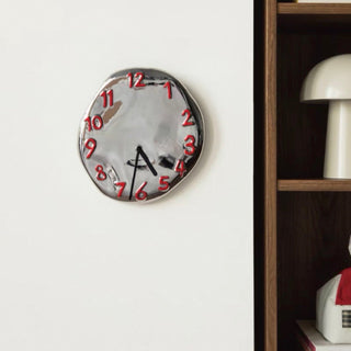 Silver Ceramic 3D Dial Round Clock  Wall Clock
